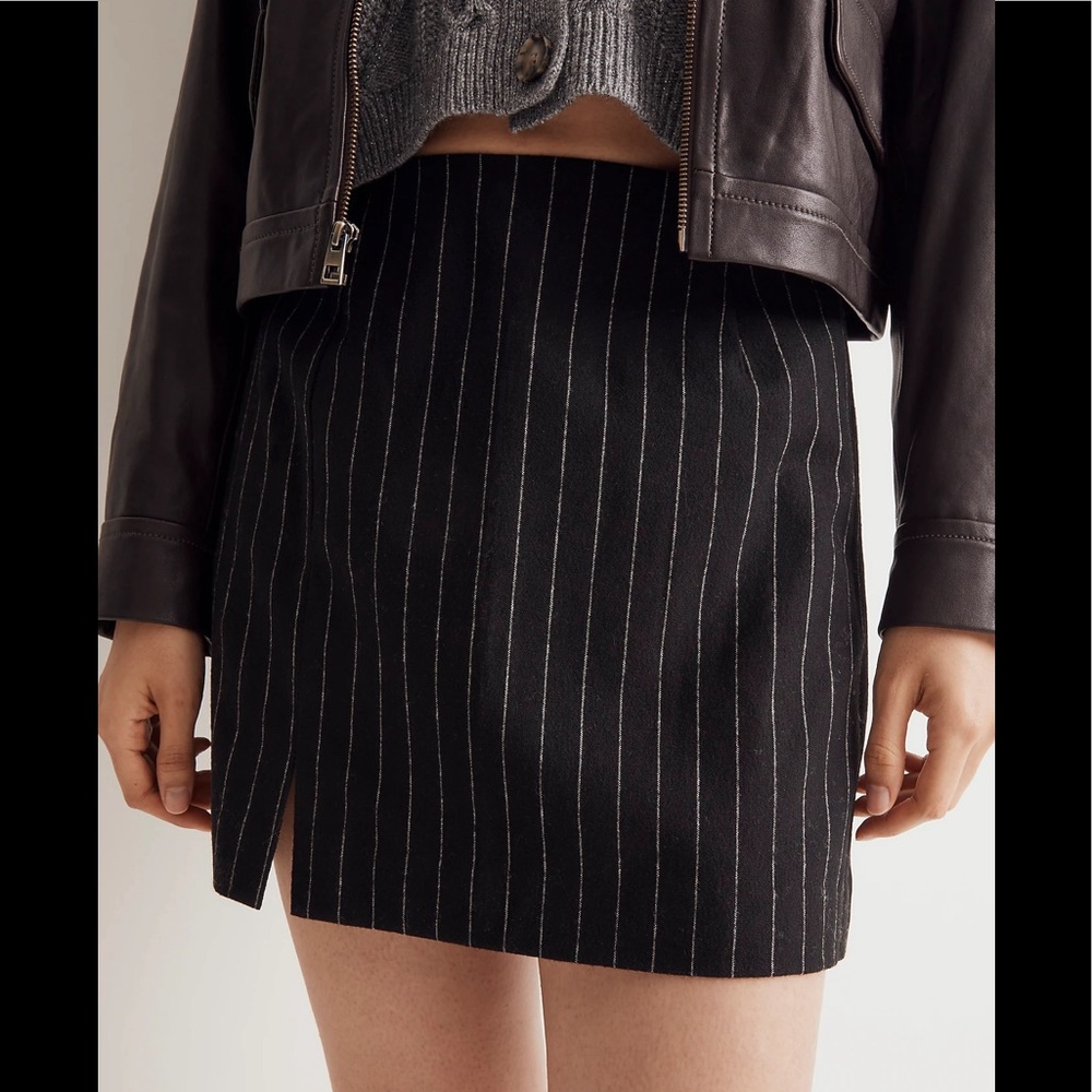Madewell Black Pinstripe Mini Skirt